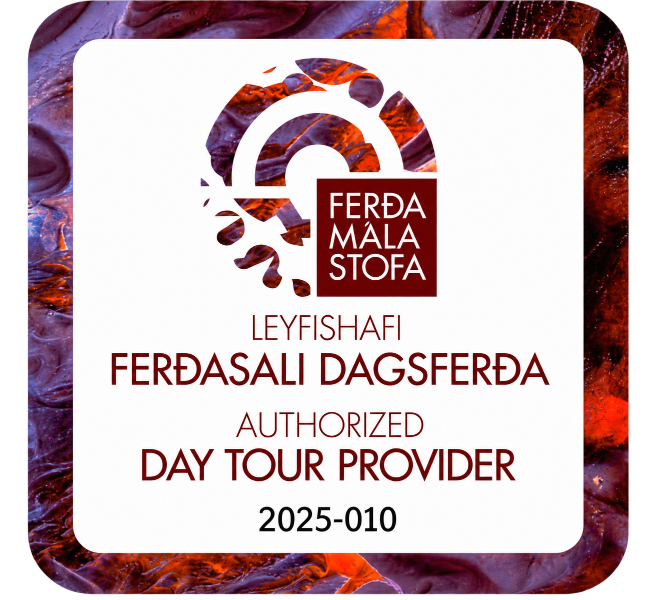 Icelandic Tourist Board authorized day tour provider license badge